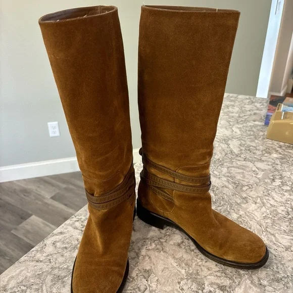 Louis Vuitton brown tall suede riding boots size 41 USA 9 1/2
